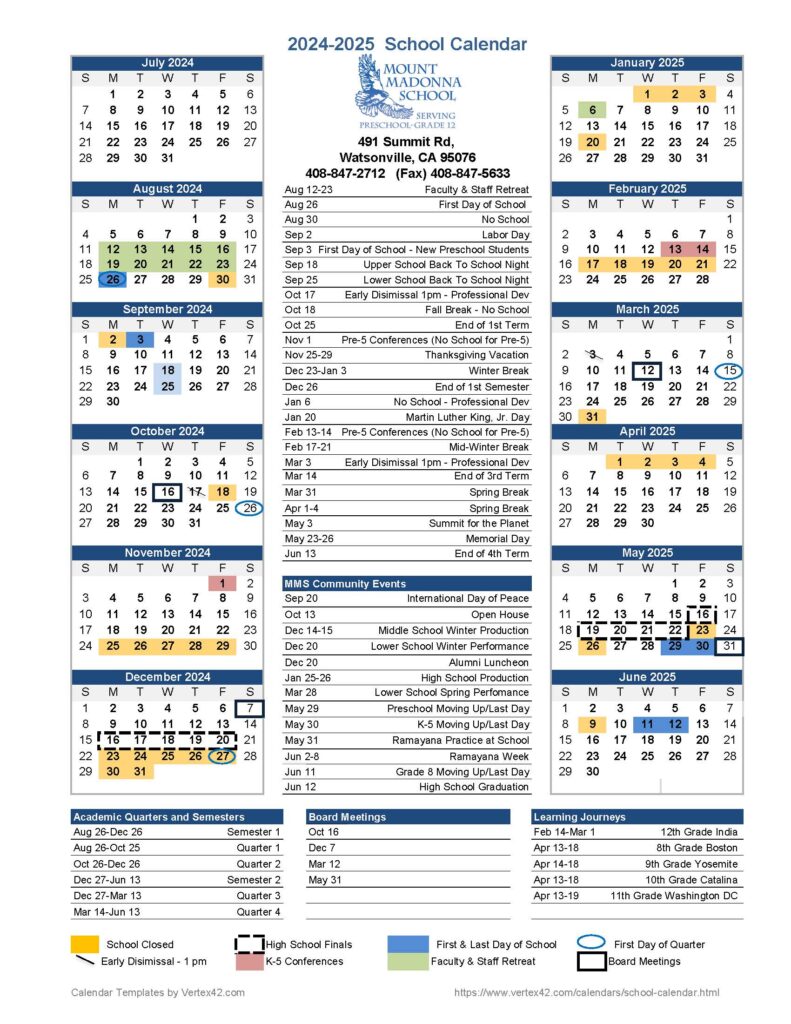 2024-25 School Calendar